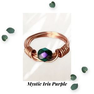 Mystic Iris - Purple - Copper Wire Wrapped Ring - Size 5